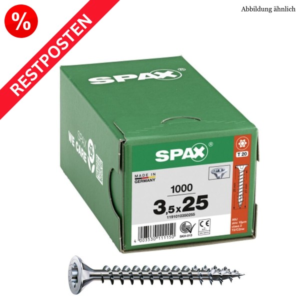 SPAX Universalschraube T-Star Stahl verzinkt Senkkopf Restposten - 3,5x25