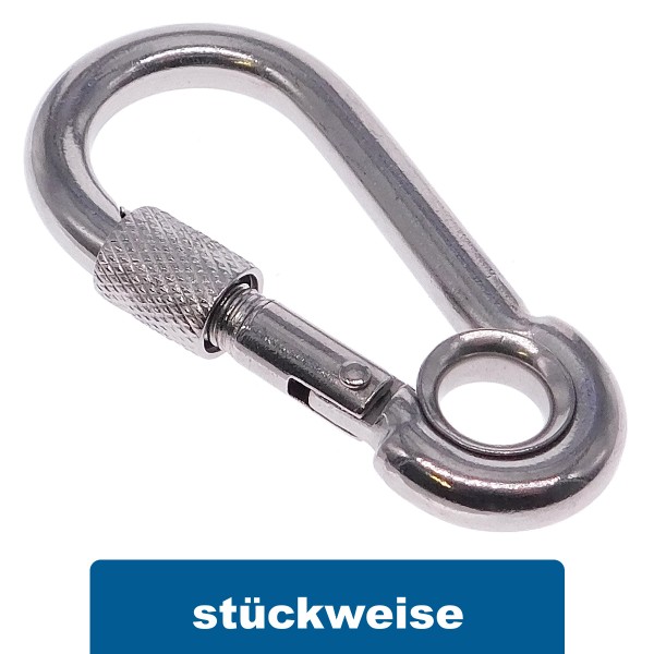 Karabinerhaken mit Sicherheitsmutter und Kausche A4 #8232