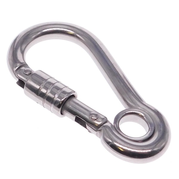 Karabinerhaken mit Springverschluss und Kausche Edelstahl A4 #8950