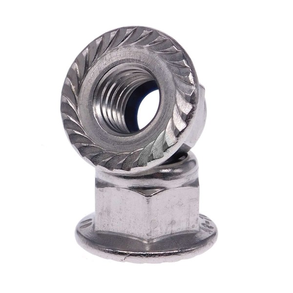 Sperrzahnmutter mit Bund (Flansch) Sicherungsmutter Edelstahl A2 DIN 6926