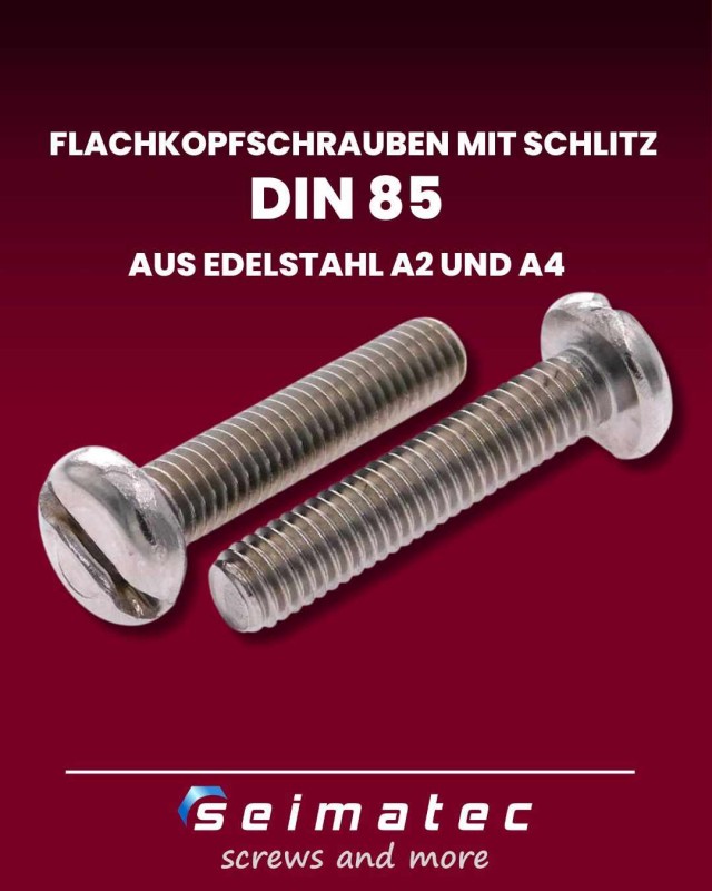 schlitzschrauben nach DIN 85 in Edelstahl A2 und A4