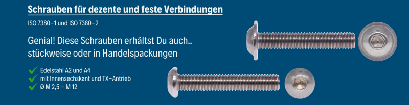 Flachrundschrauben nach ISO 7380-1 und 7380-2 aus Edelstahl