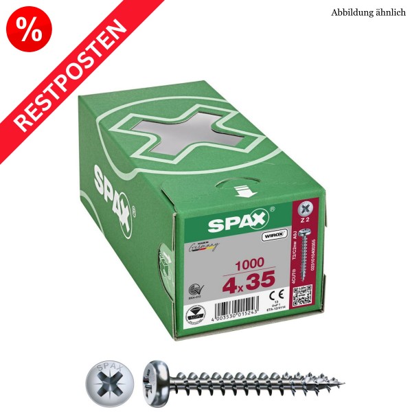 SPAX Universalschrauben PAN-HEAD PZ-Antrieb WIROX Restposten - 4,0x35