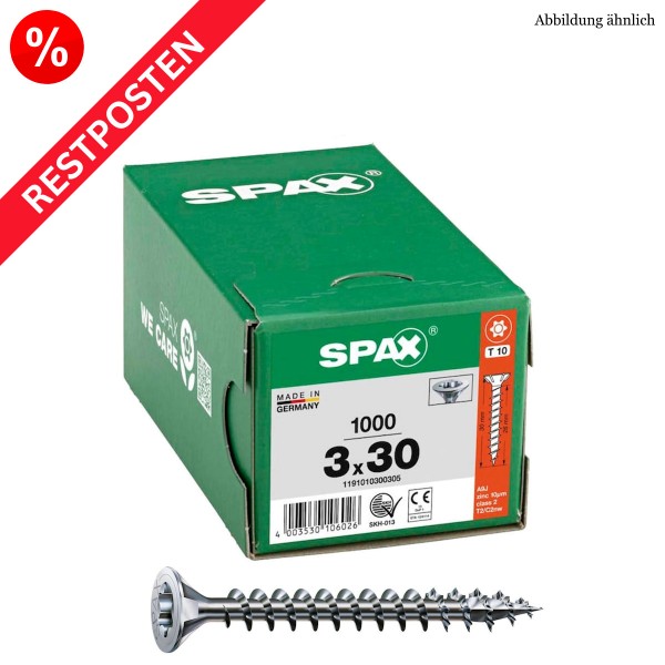 SPAX Universalschraube T-Star Stahl verzinkt Senkkopf Restposten - 3,0x30