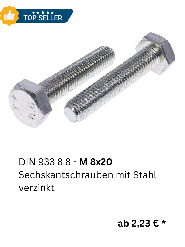 Sechskantschrauben 8.8 verzinkt kaufen M 8x20
