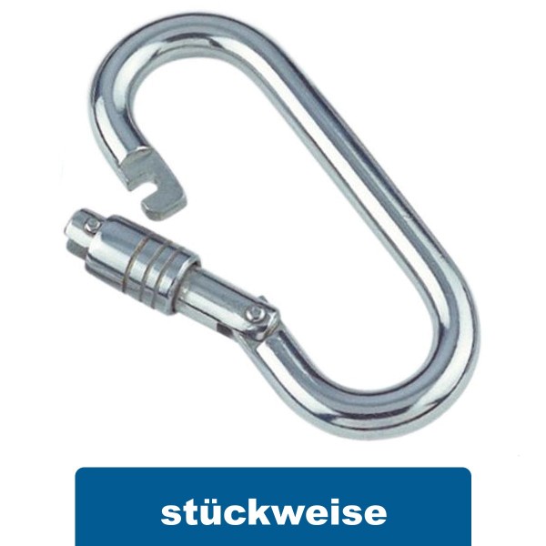 Karabinerhaken mit Springverschluss aus Edelstahl A4 #089600