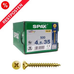 SPAX Spanplattenschrauben Senkkopf PZ-Antrieb gelb verzinkt Restposten - 4,5x35