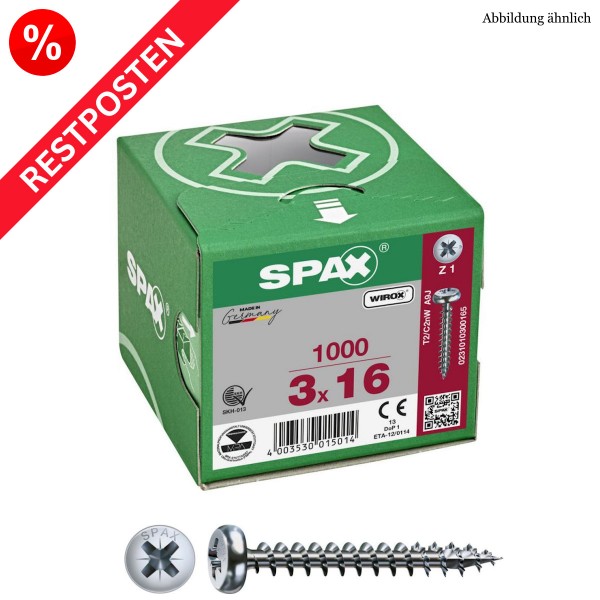 SPAX Universalschrauben PAN-HEAD PZ-Antrieb WIROX Restposten - 3,0x16