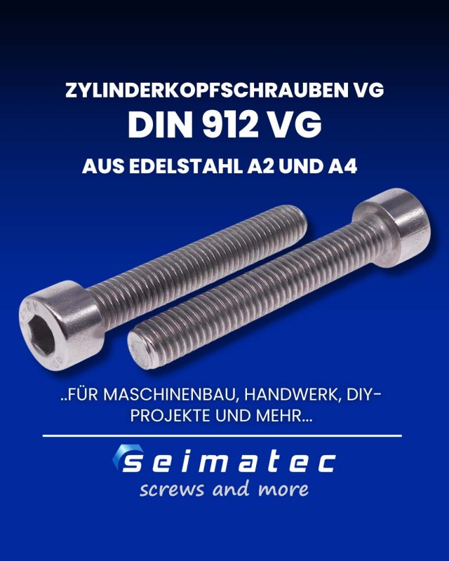 DIN 912 Innensechskantschrauben mit Vollgewinde aus Edelstahl A2 und A4
