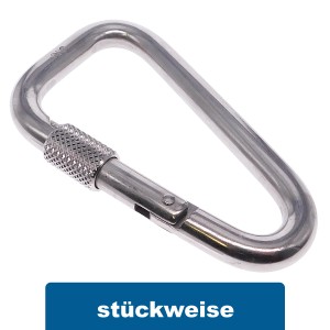 Karabinerhaken asymetrisch mit Sicherheitsmutter Edelstahl A4 #8953 Karabinerhaken asymetrisch mit Sicherheitsmutter Edelstahl A4 #8953