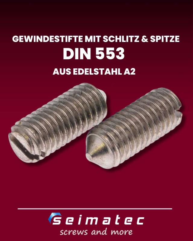 madenschrauben nach DIN 553 mit Schlitz und Spitze Edelstahl A2