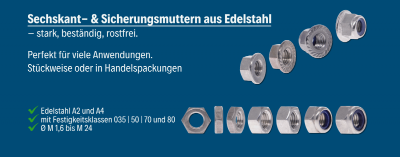 Sechskantmuttern Sicherungsmuttern aus Edelstahl