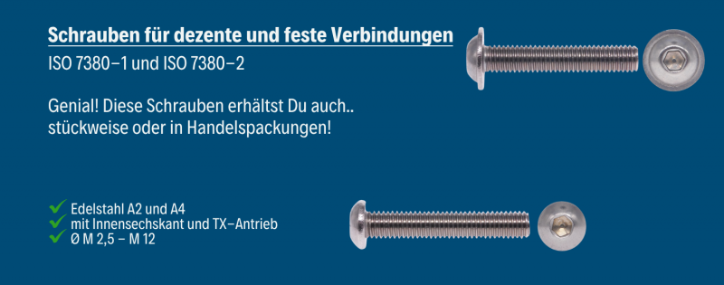 Flachrundschrauben nach ISO 7380-1 und 2 aus Edelstahl