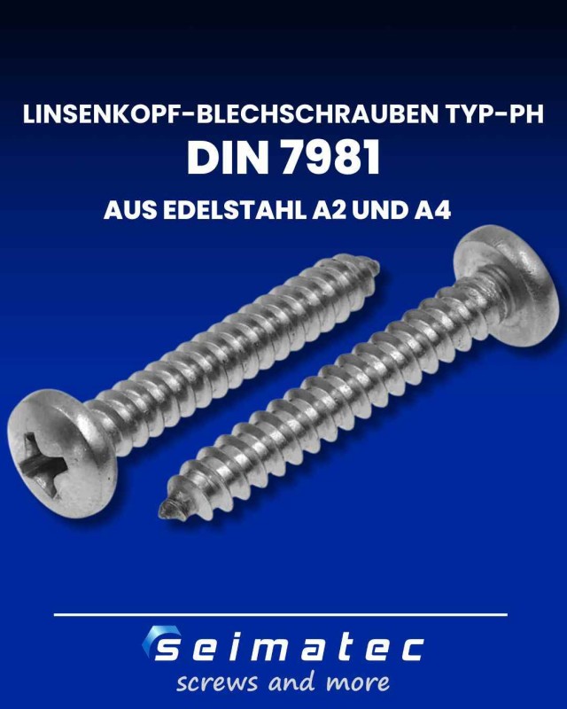 Linsenkopf Blechschrauben mit PH Kreuzschlitz Edelstahl A2 und A4