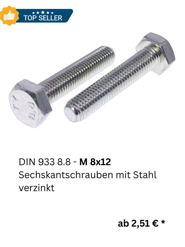 Sechskantschrauben 8.8 verzinkt kaufen M 8x12