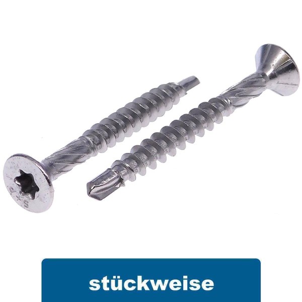Edelstahl Bohrschrauben für Holz 1.4006 TX Senkkopf #9246