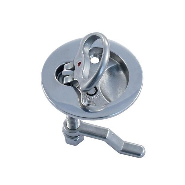 Einlassgriff rund mit Schloss Edelstahl A4 Ø 63 mm #8818