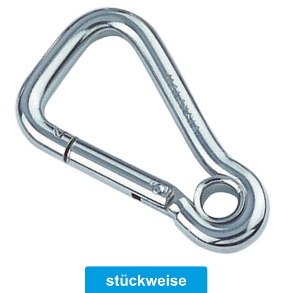 Karabinerhaken mit Kausche asymetrisch Edelstahl A4 #8322