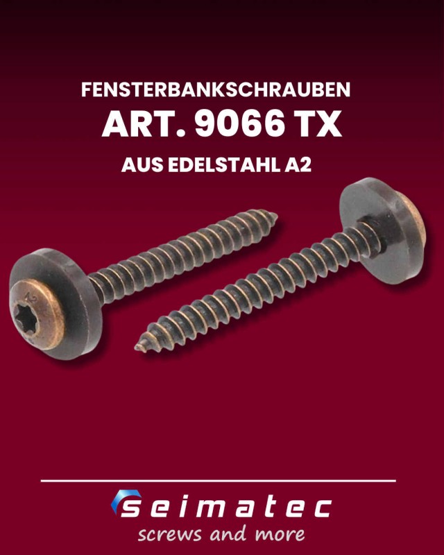 9066-Fensterbankschrauben-TX-mit-Polyscheibe-braun-Edelstahl-A2