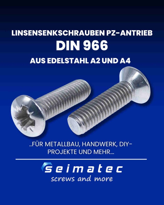 Linsensenkschrauben Edelstahl DIN 966 mit PZ Kreuzschlitz