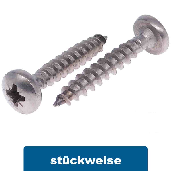 Rundkopf Holzschrauben Edelstahl A2 PZ-Antrieb Vollgewinde #9048