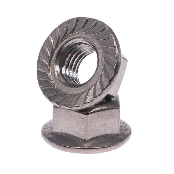 Sperrzahnmutter mit Flansch Edelstahl A2