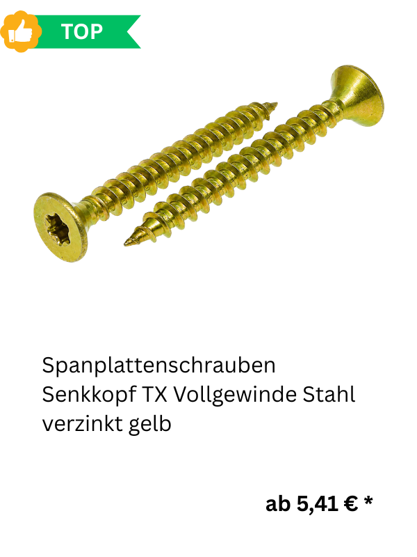  Spanplattenschrauben Senkkopf TX Vollgewinde Stahl verzinkt gelb 