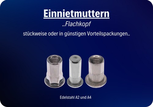 Einnietmuttern Flachkopf Edelstahl by seimatec