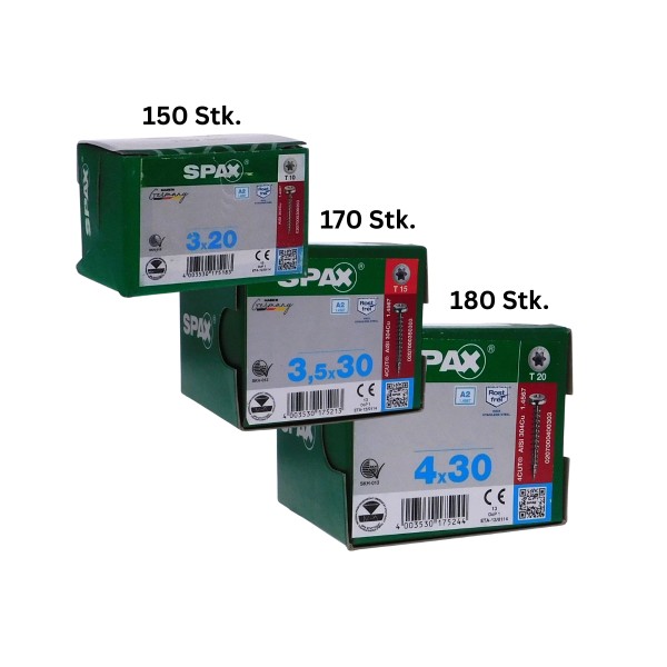 SPAX Spanplattenschrauben Halbrundkopf TX-Antrieb Edelstahl A2 Restposten insg. 500 Stk.