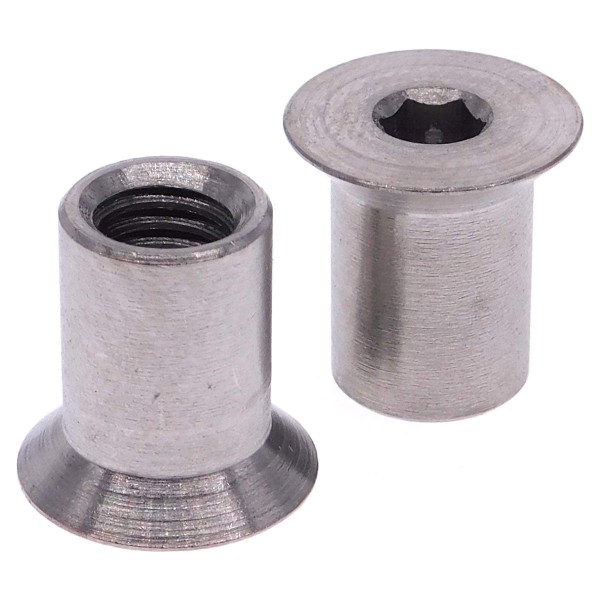 Hülsenmuttern mit Senkkopf aus Edelstahl 1.4305