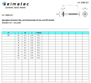 Vorschau: Spenglerschrauben 2tlg. A2-Cu PZ mit Dichtscheibe 25 mm Vorschau: Spenglerschrauben 2tlg. A2-Cu PZ mit Dichtscheibe 25 mm