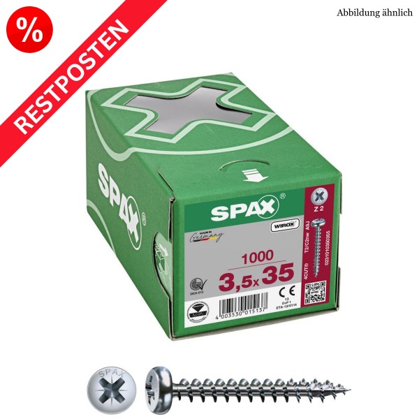 SPAX Universalschrauben PAN-HEAD PZ-Antrieb WIROX Restposten - 3,5x35