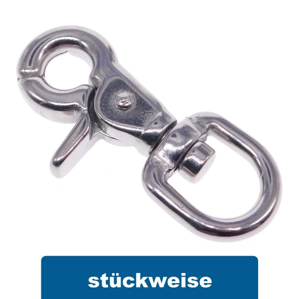 Schnapphaken mit Wirbelauge aus Edelstahl A4 AISI 316 #085340