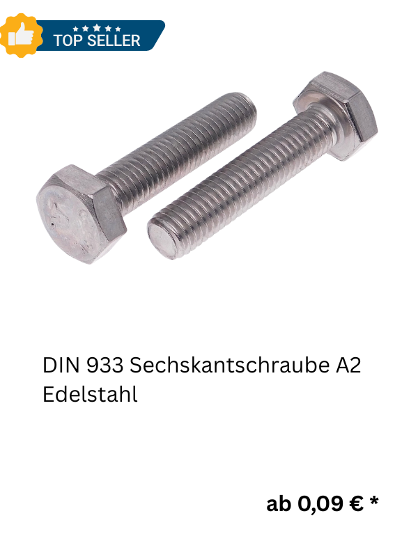  Sechskantschraube DIN 933 A2 mit Vollgewinde Edelstahl 