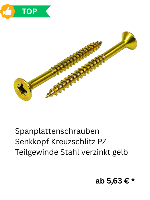  Spanplattenschrauben Senkkopf Kreuzschlitz PZ Teilgewinde Stahl verzinkt gelb 