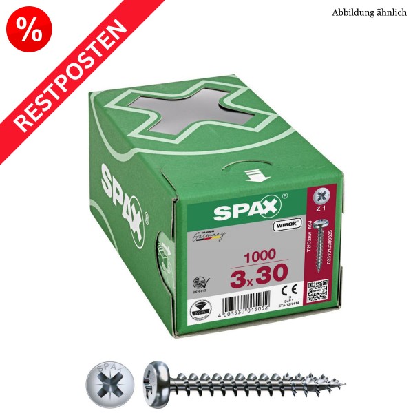 SPAX Universalschrauben PAN-HEAD PZ-Antrieb WIROX Restposten - 3,0x30