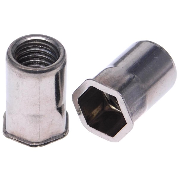 Einnietmutter kleiner Senkkopf Edelstahl A2 Sechskantschaft