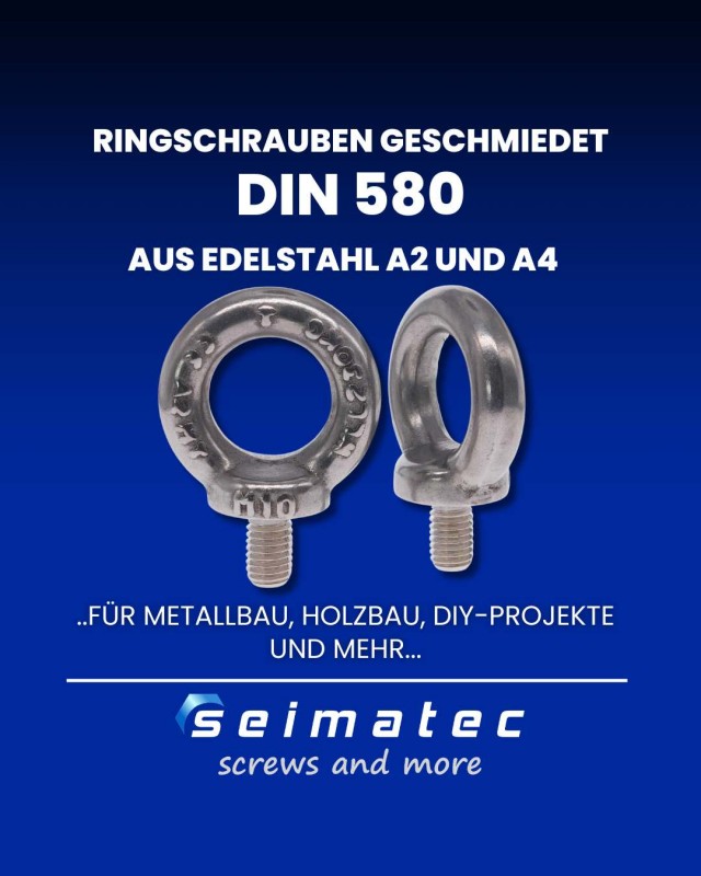 DIN 580 Ringschrauben aus Edelstahl A2 oder A4