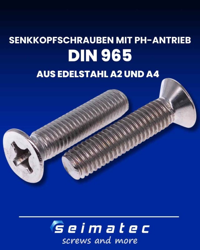 Senkkopfschrauben mit Kreuzschlitz PH Edelstahl A2 und A4
