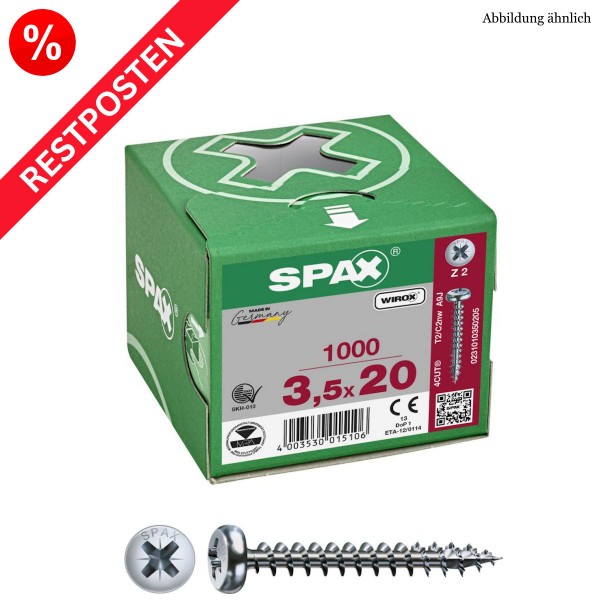 SPAX Universalschrauben PAN-HEAD PZ-Antrieb WIROX Restposten - 3,5x20