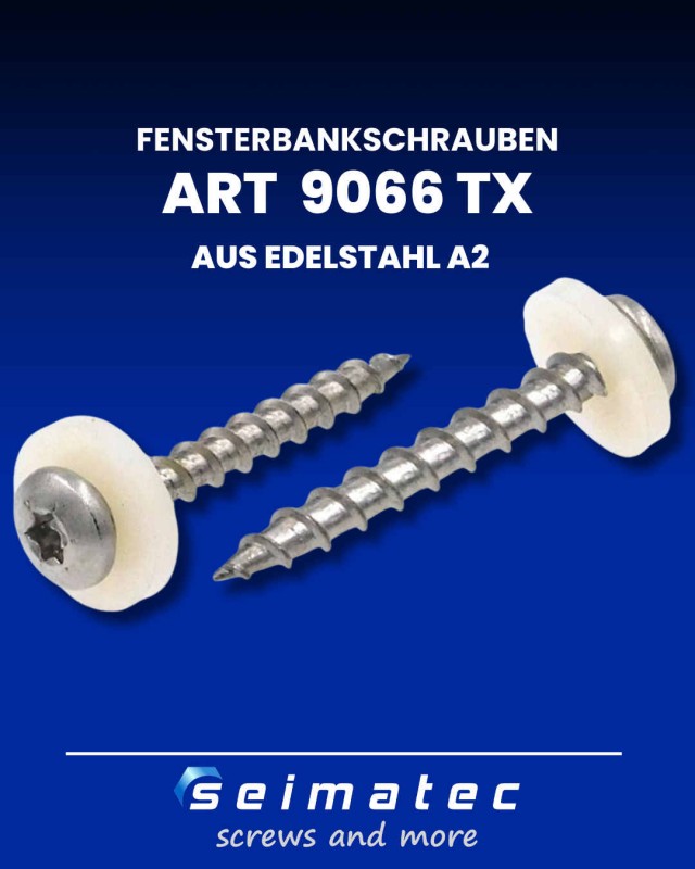 9066-Fensterbankschrauben-TX-GG-mit-Polyscheibe-weiss-Edelstahl-A2