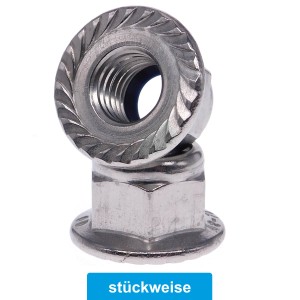 Sperrzahnmutter mit Bund (Flansch) Sicherungsmutter Edelstahl A2 DIN 6926 Sperrzahnmutter mit Bund (Flansch) Sicherungsmutter Edelstahl A2 DIN 6926