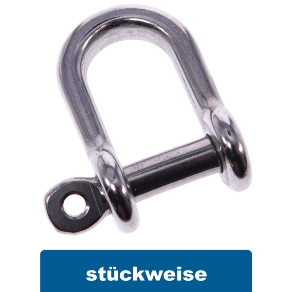 Flachschäkel runde Form mit Schraubbolzen aus Edelstahl A4 #083370