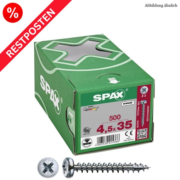 SPAX Universalschrauben PAN-HEAD PZ-Antrieb WIROX Restposten - 4,5x35