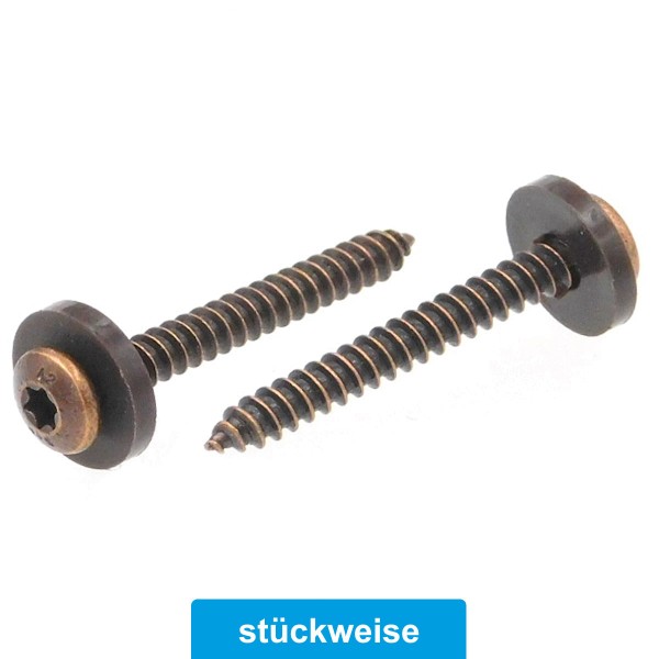 Fensterbankschrauben Edelstahl A2 TX FG mit Polyamidscheibe braun