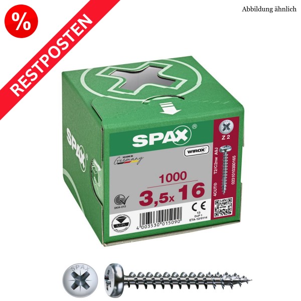 SPAX Universalschrauben PAN-HEAD PZ-Antrieb WIROX Restposten - 3,5x16