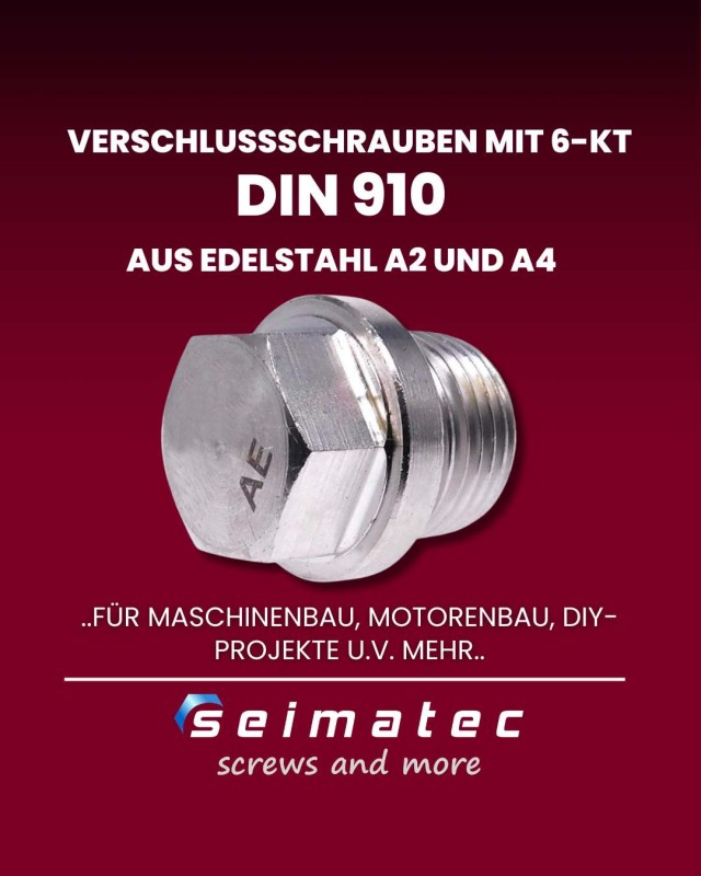 DIN 910 Verschlussschrauben mit Aussensechskant und Bund Edelstahl A2 und A4