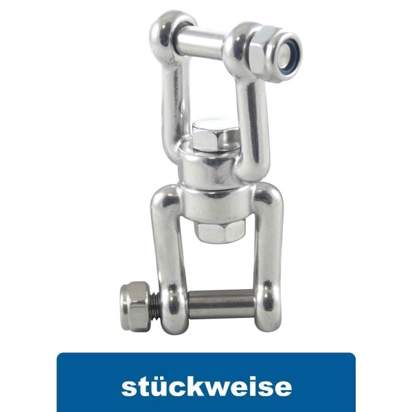 Wirbelschäkel Gabel-Gabel mit Sicherungsmutter Edelstahl A4 #0814840