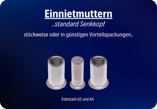 Einnietmuttern standard Senkkopf Edelstahl by seimatec