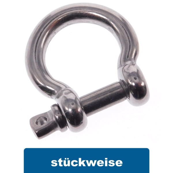 Rundschäkel geschweift mit Schraubbolzen Edelstahl A4 #082600